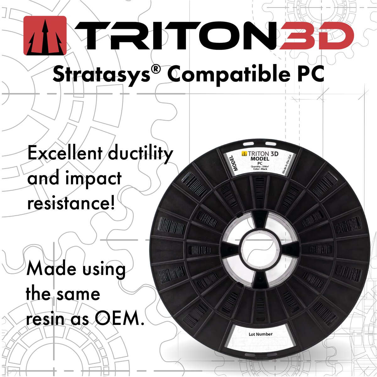 3dxtech's tweet photo. Triton PC delivers excellent ductility, impact resistance, and high thermal properties. Made using the same resin as OEM, and 100% compatible with Fortus® printers, learn more about Triton PC with the link in bio. https://t.co/DhguikWOzg
