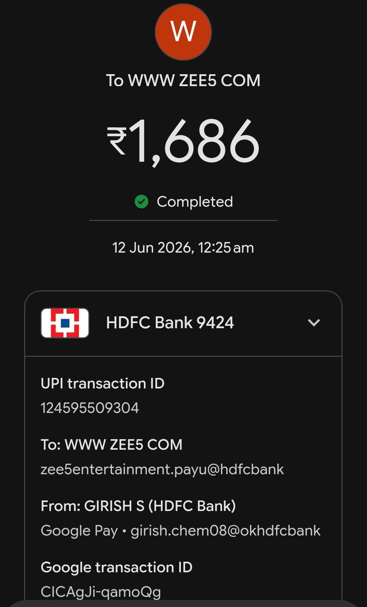 GiriGunner's tweet photo. @ZEE5India i had paid INR 1,686 TO UPGRADE.
The payment has been debited. But till now the upgrade hasn't taken place.
Please find the screenshot attached.
Kindly do the needful ASAP. https://t.co/Z8fCvBhPu9