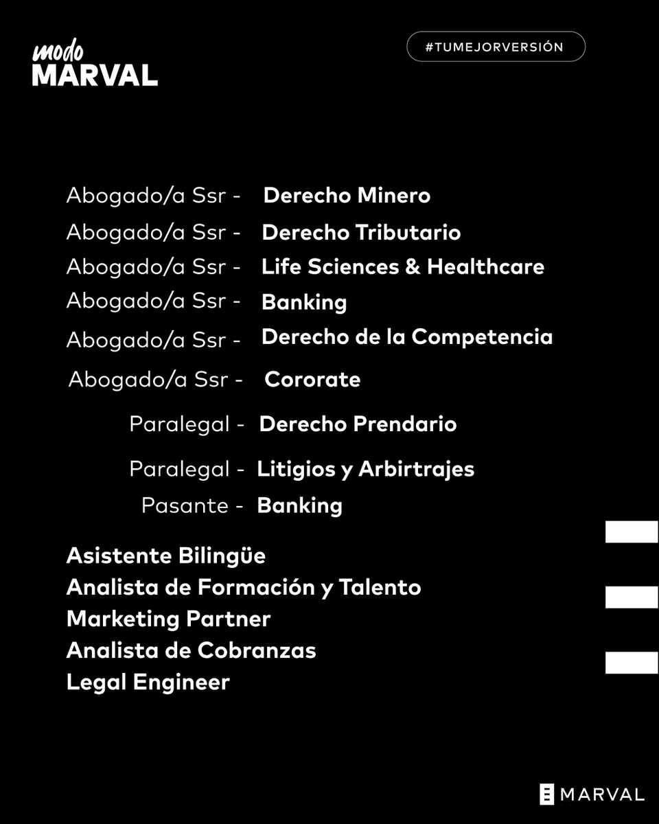 marvalofarrell's tweet photo. En Marval, cada proyecto es una oportunidad para seguir aprendiendo. Los desafíos, las nuevas experiencias y el intercambio con otros profesionales forman parte de un proceso de crecimiento que se construye todos los días.

Trabajamos en asuntos complejos que impulsan el desarrollo profesional, acompañados por equipos que comparten conocimiento, experiencia y distintas perspectivas.

Vivir en #ModoMarval es desarrollarte en un entorno donde siempre hay nuevas oportunidades para aprender, crecer y acercarte a #TuMejorVersion.

Descubrí nuestras búsquedas acá ➡️ https://t.co/C8sqmBrshL

#Marval #ModoMarval #TuMejorVersion #desarrolloprofesional #carreralegal