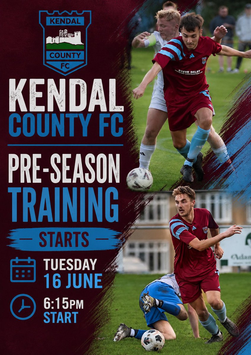 KendalCounty's tweet photo. Blink and you’ll miss it … we are back… well next week we are!

Pre season training starts next Tuesday 16th,  old and new faces welcome!

An action packed friendly calendar with 9 friendly games booked in 

We go again 💜🩵 https://t.co/E3IeRmBh1e