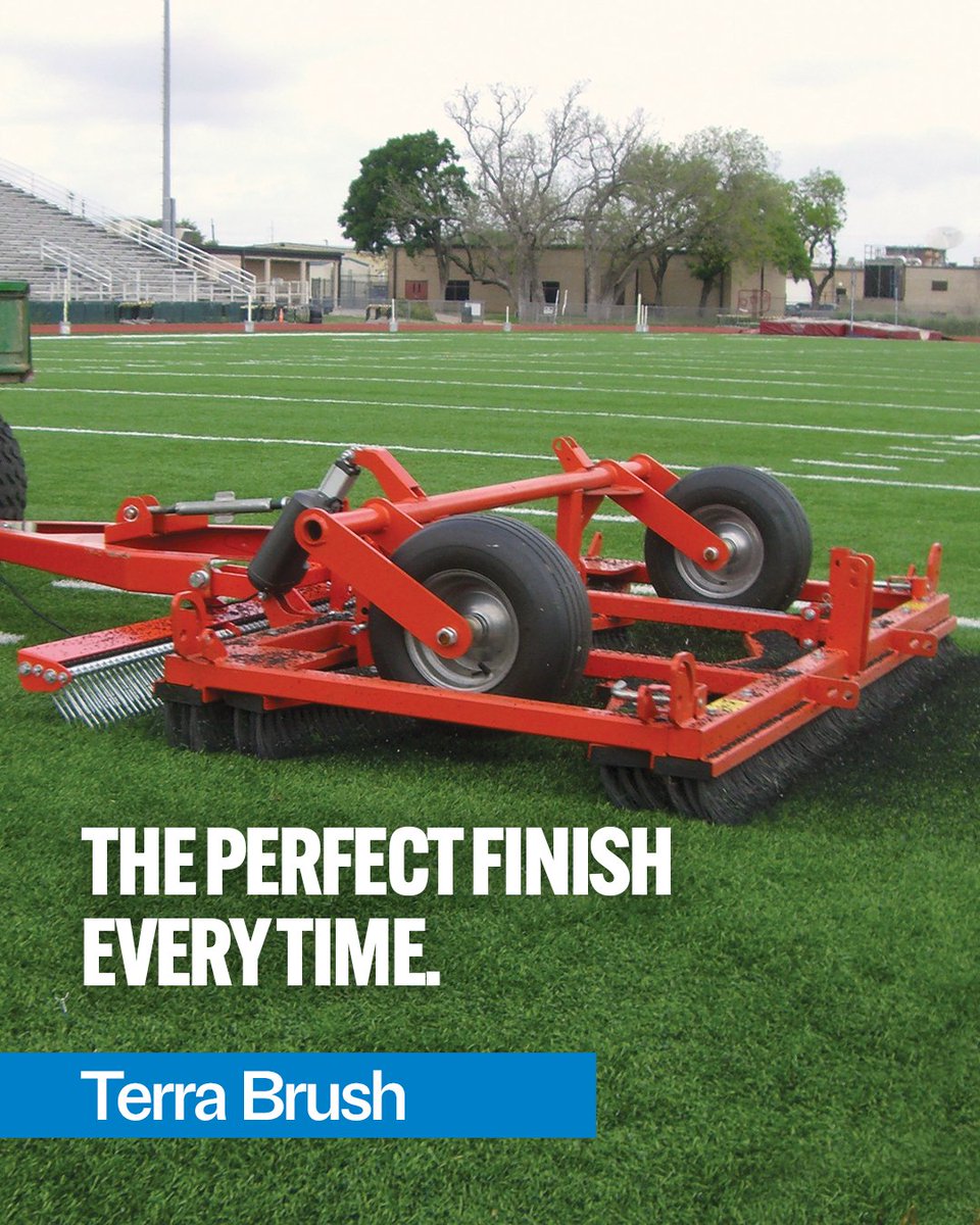 wiedenmannusa's tweet photo. The Perfect Finish for Natural and Synthetic Turf. Whether you are brushing topdressing sand deep into open aeration holes on a golf green or redistributing infill on a synthetic stadium field, the Terra Brush delivers an immaculate, level finish. #TerraBrush #TurfGrooming https://t.co/pe1Qzoba0l