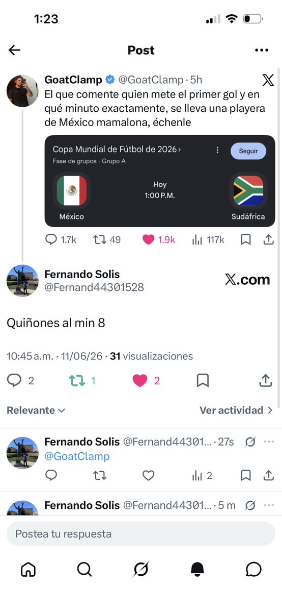 Fernand44301528's tweet photo. @GoatClamp @sanchez_an54028 Yo lo puse desde las 10:45 am https://t.co/CknxBvd09o