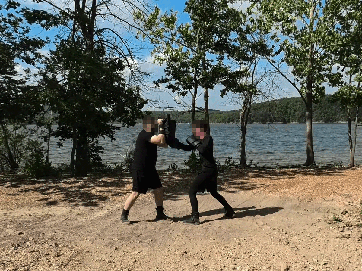 SonsOfHengist's tweet photo. Sons of Hengist conducted a training activity in Southern Missouri.

Members drilled boxing techniques and sparred.

@SonsOfHengist | @FolkishVanguard https://t.co/4y1PJFJcJZ