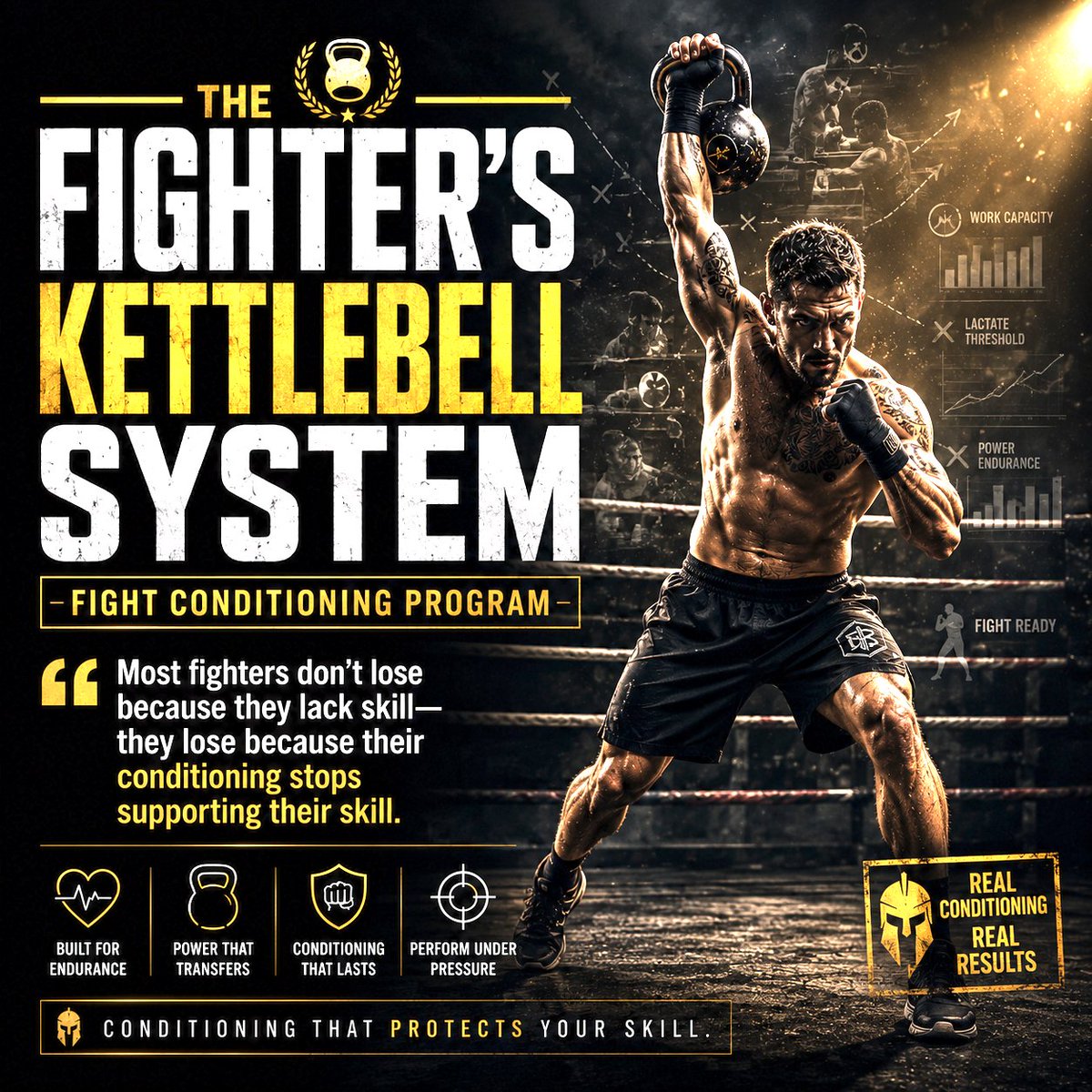 knockoutcoach's tweet photo. The Fighter’s Kettlebell System | Fight Conditioning Program
“Most fighters don’t lose because they lack skill—they lose because their conditioning stops supporting their skill.”
https://t.co/8iAiSK5xv1 https://t.co/OpGNHQc8Sk