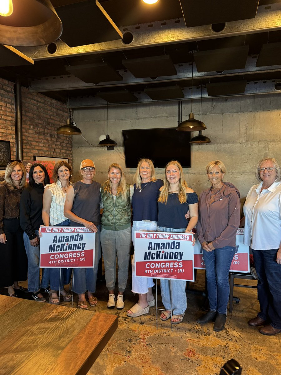 _AmandaMcKinney's tweet photo. Grant County is ready for bold, America First leadership. It was great to join such a strong crowd in Royal City and discuss the future of Central Washington. I’m a proven conservative fighter who has delivered results on water, agriculture, and protecting our freedoms—and the ONLY Trump-endorsed candidate in this race. Thank you to Grant County Commissioner Cindy Carter and everyone who came out to show their support. We're building momentum across #WA04!