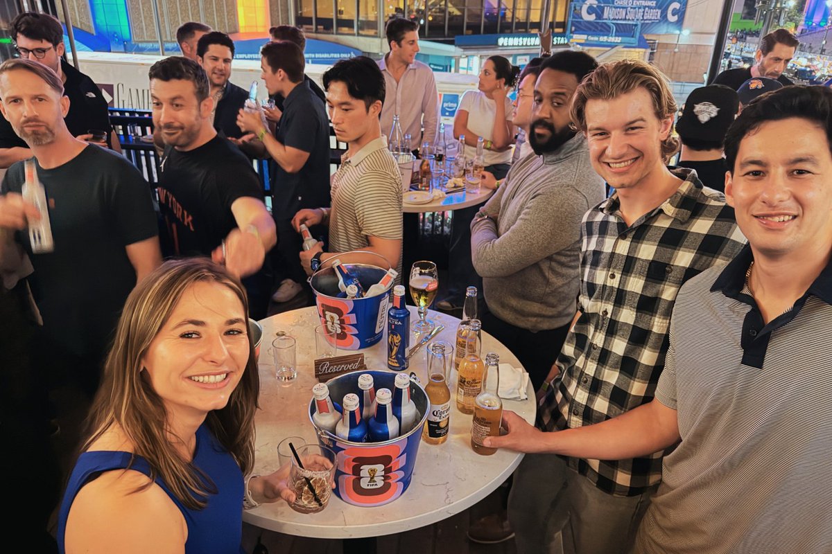 FireblocksHQ's tweet photo. We watched a legendary game from a rooftop across from the Garden with our customers. 

Down 29, the Knicks rallied to a 3-1 Finals lead. Resilience under pressure happens to be our business too. Orange and blue until the job's done. https://t.co/MoTMSxE2nq