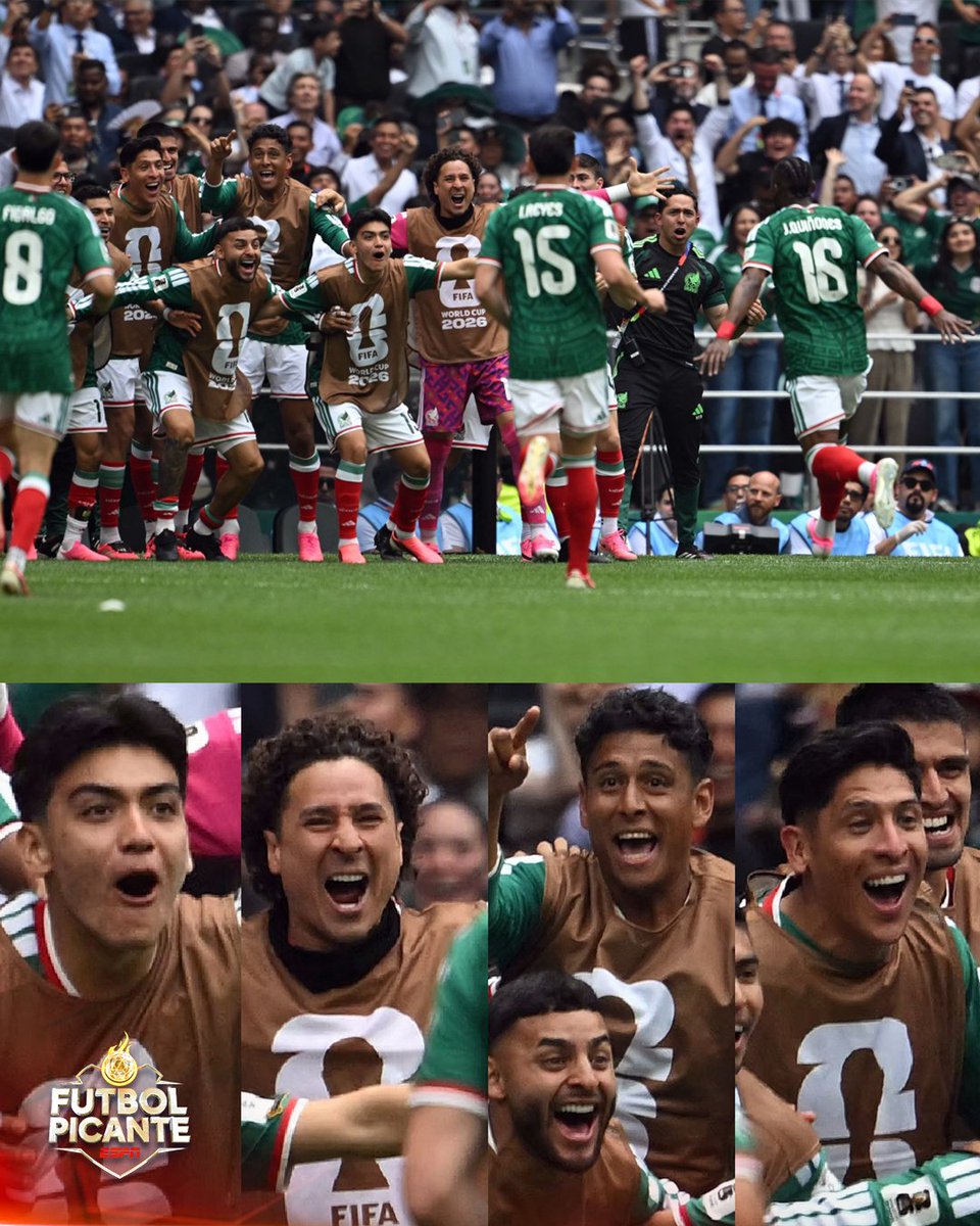 futpicante's tweet photo. ELLOS representan nuestra reacción  🤩

🇲🇽 La cara de los jugadores del Tri tras el gol de Quiñones. https://t.co/8DuNwZf2zd