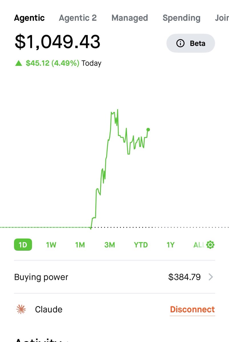inside__trades's tweet photo. Day 2 of letting Claude trade $1000 for me.￼ https://t.co/nN5gpOwmdf