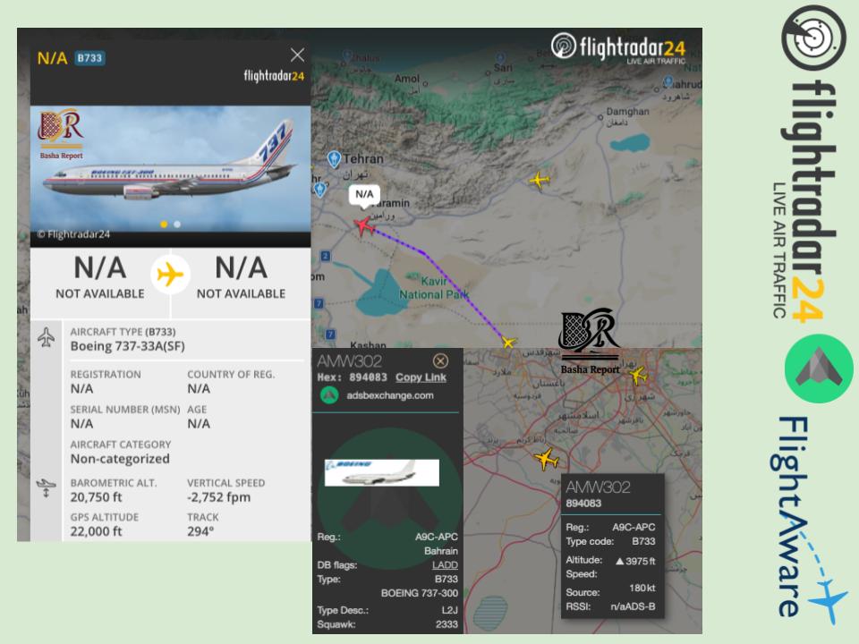 BashaReport's tweet photo. #OSINT #Randos In light of recent developments surrounding the Iran-US talks, an interesting flight movement caught my attention.
A Bahrain-registered @Boeing 737-300 freighter, AMW402 (A9C-APC), arrived at Tehran's Imam Khomeini International Airport at approximately 14:09 UTC and departed again at 15:26 UTC, spending just over an hour on the ground.
@ADSBex identifies the aircraft as operating from Muscat, while @FlightRadar24 provides limited information and lists the aircraft simply as a Boeing 737-33A(SF). The aircraft is also operating under a LADD privacy flag, making it more difficult to determine the operator and mission.
The short turnaround raises questions about the purpose of the flight. It could have been a routine cargo drop-off, but the timing and brief ground stay may also be consistent with the transport or pickup of a delegation. Another possibility is that flight-tracking services were unable to properly identify the aircraft's commercial operator, leaving its true role unclear.
Has anyone been able to identify the operator or determine the purpose of this flight?