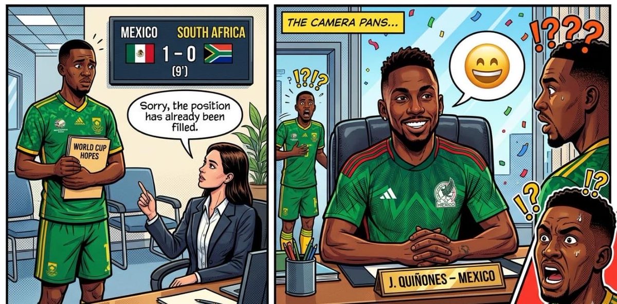 90plus8memes's tweet photo. South Africa: "They're taking our jobs!"
Mexico: "We're just borrowing one player..." 😂🇲🇽⚽
#FootballMemes https://t.co/1RrCCmRecN
