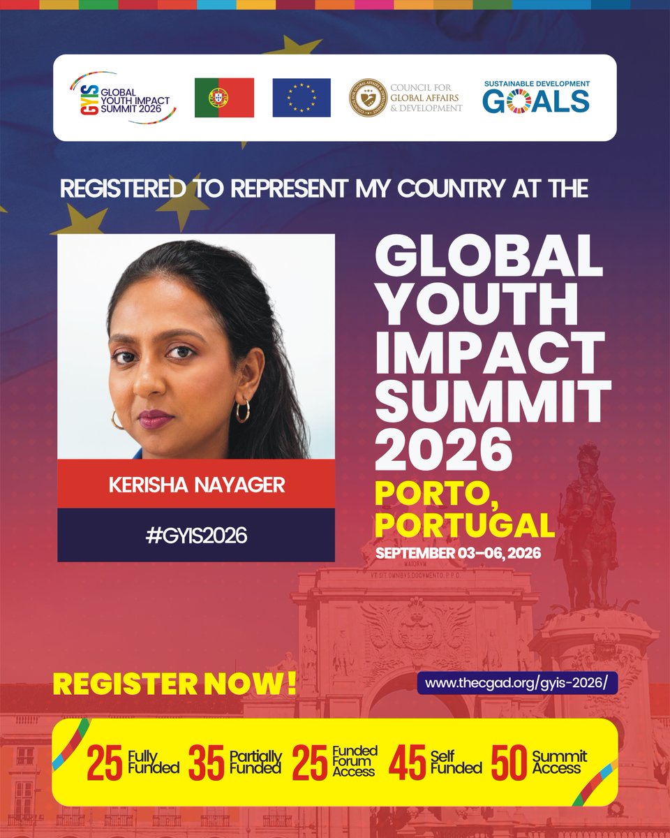 MissKerry04's tweet photo. #GYIS2026 #YouthImpact #Porto2026 #GlobalGoals #CGAD #Leadership

I’ve officially registered for the Global Youth Impact Summit 2026 in Porto, Portugal🇵🇹 @GlobalYouthISum https://t.co/YF4D7G4xlR