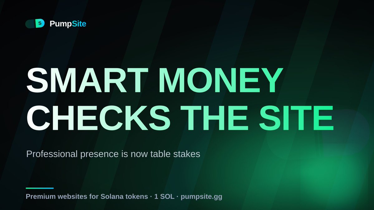 PumpSiteGG's tweet photo. Smart money checks three things before buying any token:

1. Contract verified
2. Liquidity locked
3. Professional website

Two out of three isn't enough anymore. https://t.co/UDrxQeRAxI