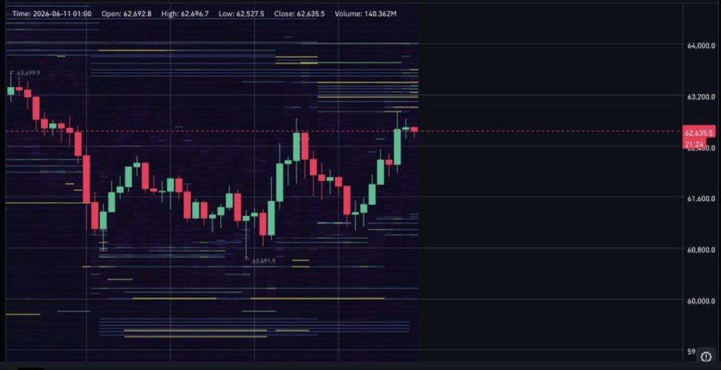 aganstwaIIstt's tweet photo. Bitcoin has sell orders stacked from $63K and above, with some serious bids sitting at $60K

They’re trying to keep it pinned in this range for now, but here’s the interesting part, there’s zero sell liquidity above $64K https://t.co/xFT4ni3Bgy