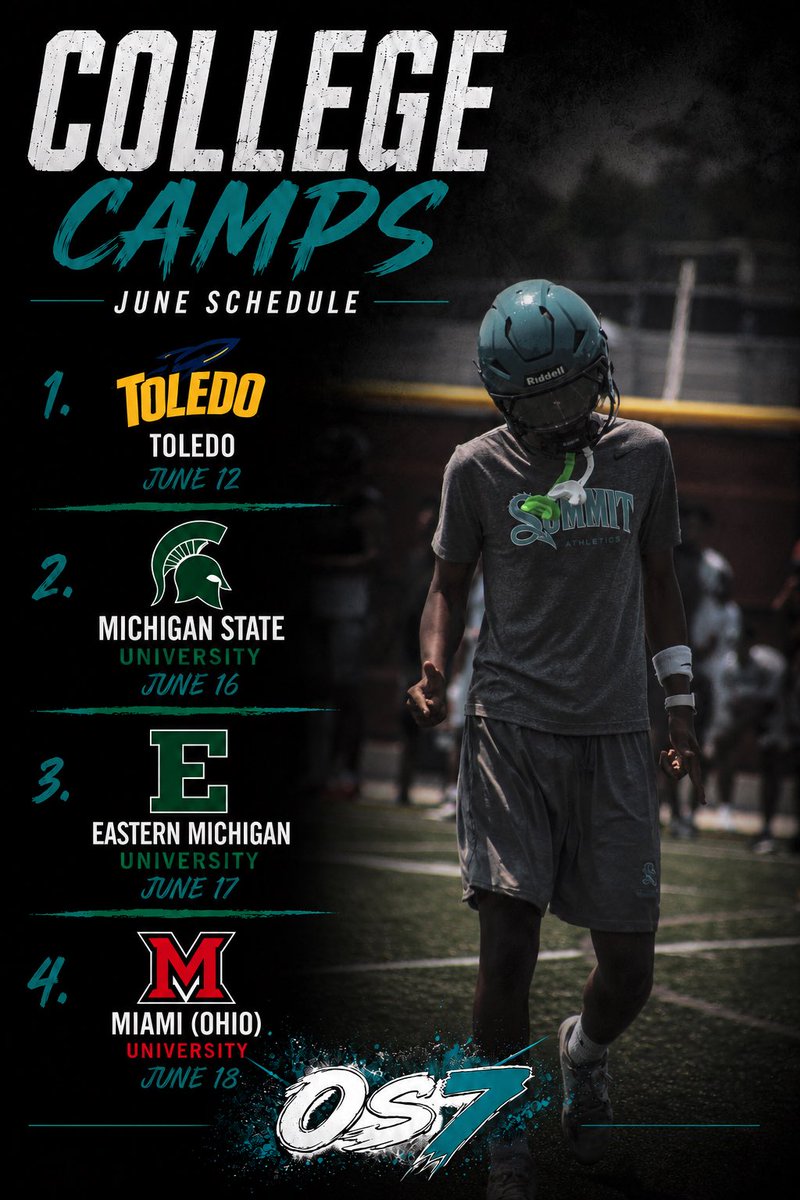 OweenSudduth's tweet photo. I will be attending these 4 schools to start off the summer, looking forward to building connections with coaches!!
@coachmattswain @MIexposure @PrepRedzoneMI @TheD_Zone @CoachMBequeaith @CoachJ_Mc @A_Ragland14 @AllenTrieu @CoachReisert @KyleOhradzansky @M__Piatkowski https://t.co/ooJ1DvBsxo