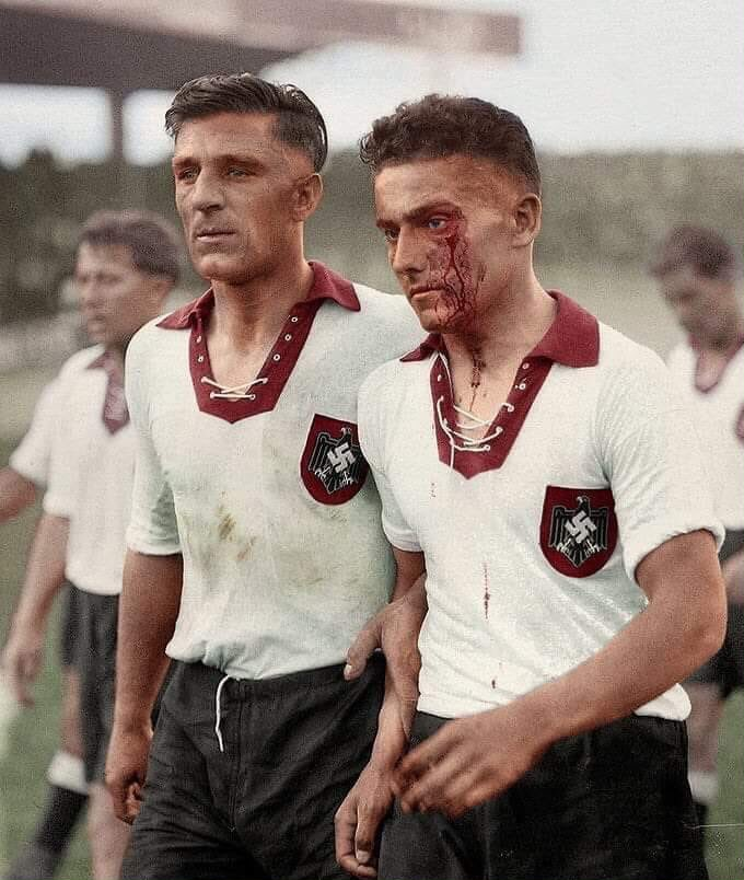 VoicesofWW2's tweet photo. The German National Football Team at the FIFA World Cup, France, 1938. https://t.co/tScUfHXNtw