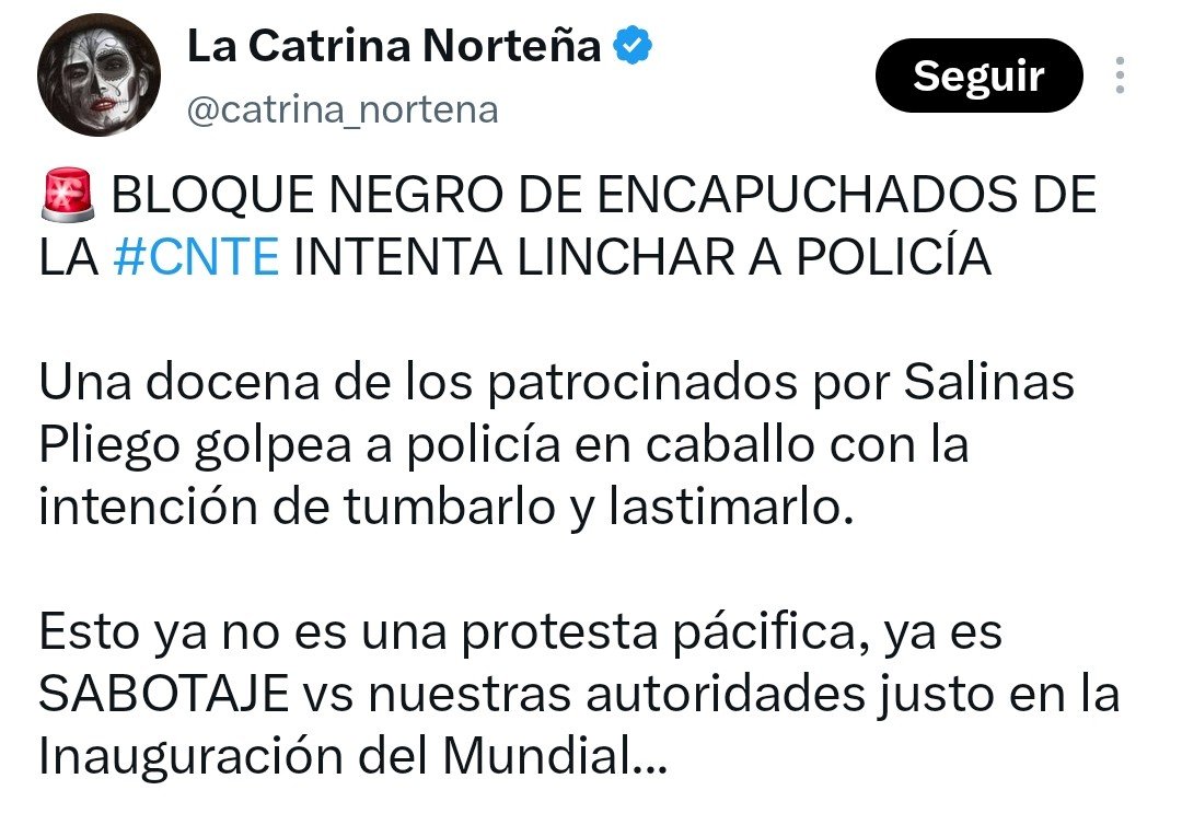 Arouet_V's tweet photo. La 4T recurre a todo con tal de hacer responsable a @RicardoBSalinas de lo que haga la CNTE, el monstruó que creó @lopezobrador_. Y dentro de esos recursos, usa a esta cuenta que se dedica a golpear adversarios.

Aquí lo deje, @Claudiashein ha montado un operativo para culpar a la derecha de cualquier cosa.