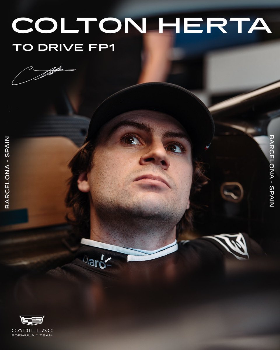 Cadillac_F1's tweet photo. Tomorrow.

Colton Herta takes on his first of four FP1 sessions with the team 🤝 https://t.co/wS6lmpYvdT