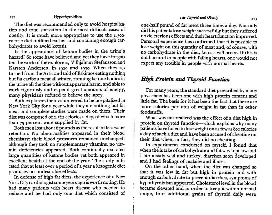 exfatloss's tweet photo. Broda Barnes literally developed a heavy whipping cream diet in 1965 as a more convenient alternative to fasting🤣

His book Hypothyroidism also includes a vigorous defense of ketosis and low-carb/high-fat diets.

The only macro he discourages for its thyroid impact is protein. https://t.co/tOmhg9Yj4a
