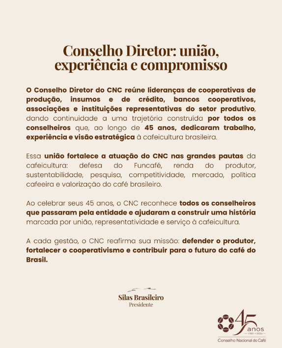 cafecnc's tweet photo. ☕ O CNC é construído pela dedicação de conselheiros que, ao longo de 45 anos, contribuíram e seguem contribuindo para fortalecer a representatividade, a união e o futuro da cafeicultura brasileira.

#CNC45Anos #ConselhoDiretor #CafeiculturaBrasileira https://t.co/mW75JQzVwe