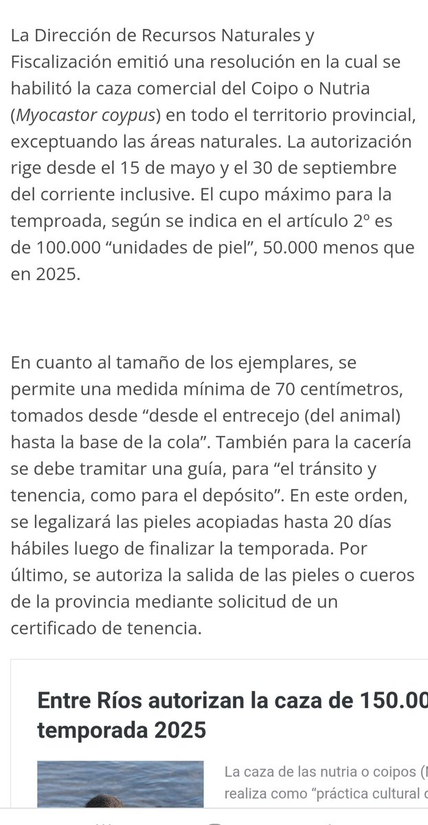 abaddon839's tweet photo. @RealTimeRating También repudien al gobernador de Entre Ríos que autorizó la matanza de 100.000 coipos iguales al que mataron a patadas ,la matanza será hasta el mes de septiembre lo mismo autorizo el año pasado los coipos no son una amenaza en su entorno lo que son ahora es un negocio !!! https://t.co/ESB48gNmrK