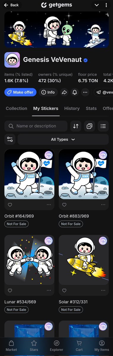 IIIRICANIII's tweet photo. Full set deployed on-chain.
Common ✅ Rare ✅ Secret Rare ✅
Genesis VeVenauts secured. 💙
#VeVe #Stickerverse #GenesisVeVenaut #VeVenauts #TON #Getgems #NFTs #DigitalCollectibles #VeVeCommunity https://t.co/wYSuCpJia9