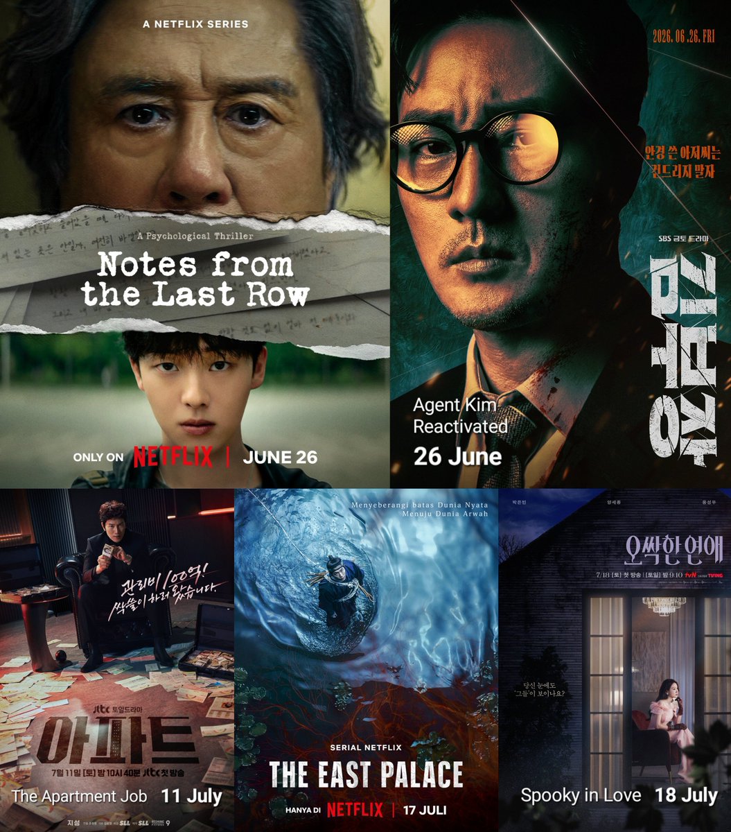 kdrama_menfess's tweet photo. June - July on Netflix ini konsepnya dark series •kdm• 🌚🌑 nungguin yang mana guys?
https://t.co/ACJMhyHJND