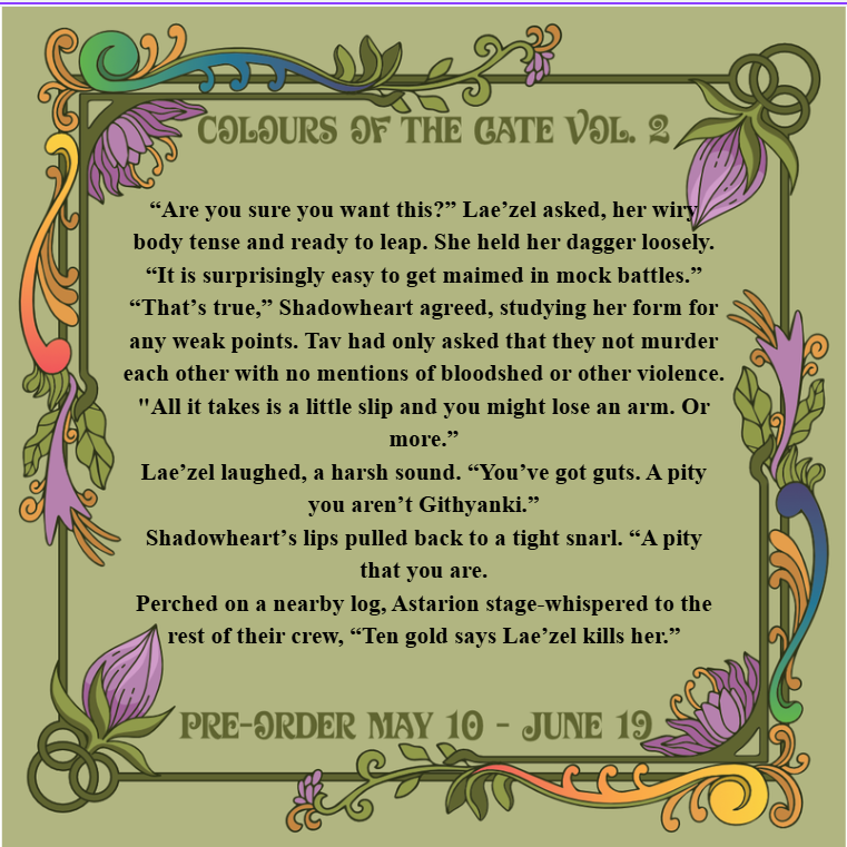 amukWrites's tweet photo. Here's a sneak peak of my piece for Colours of the Gate zine! Shadowheart gets along just fine with the crew. Mostly.
Aside from a pressing need to maim Lae'zel.

The zine's open for preorders, so grab a copy! https://t.co/5skpyPD785

#bg3 #baldursgatethree https://t.co/EEhq1miQxQ