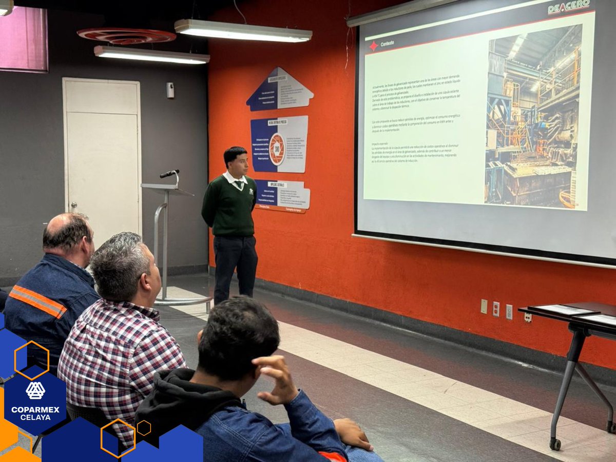 coparmexcelaya's tweet photo. El día de ayer tuvimos el gusto de acompañar la presentación de proyectos y ceremonia de graduación de la generación 2025–2026 del Modelo de Formación Dual de alumnos del Conalep Cortazar en las instalaciones de DEACERO Alambres 🏢. https://t.co/A6jVwhNgQU