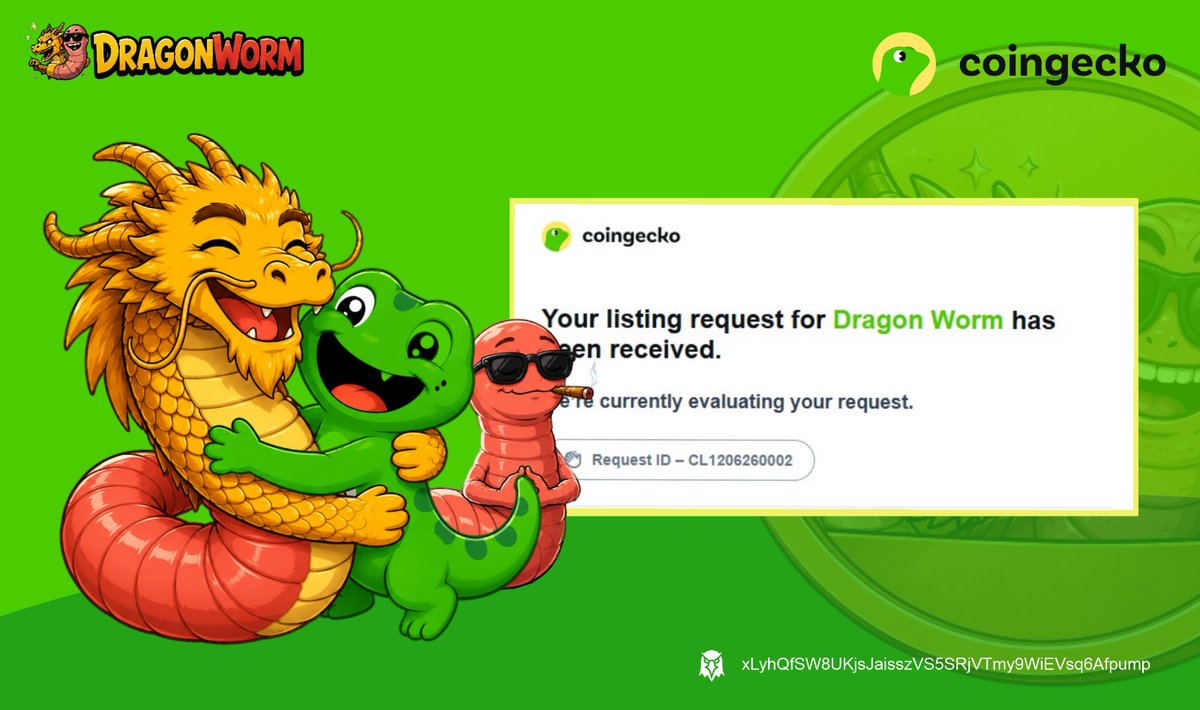 the_dragonworm's tweet photo. $DragonWorm has officially applied for listing on @CoinGecko  🚀 

We're currently awaiting verification. Stay tuned for updates! ✨ https://t.co/zYZqn0bYVM