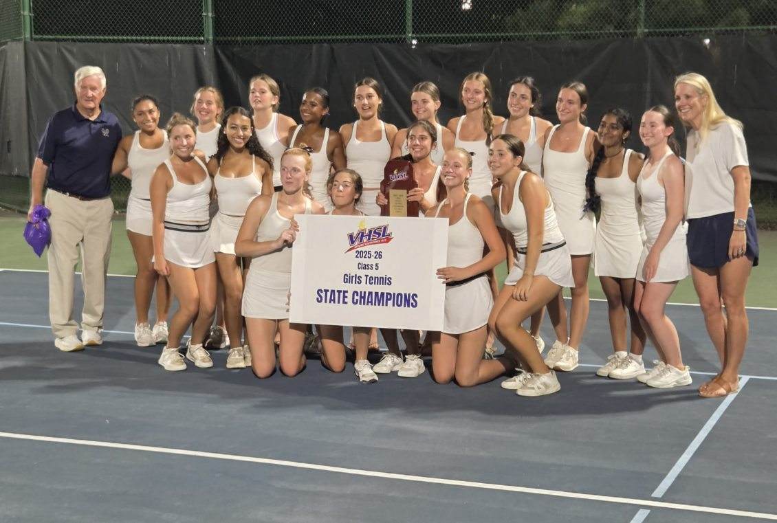 sdearth's tweet photo. #vhsltennis For the sixth(!) straight year, Douglas Freeman (with legendary coach Larry Parpart at left), won the girls Class 5 championship. https://t.co/rsZq8I7U0z