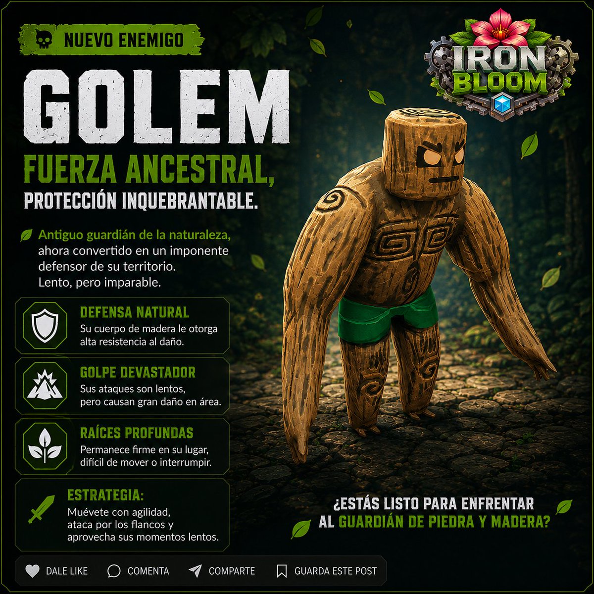 EthernumGame's tweet photo. 🌿🪵 El bosque tiene un nuevo guardián. 🪵🌿

Conoce al Golem, una fuerza ancestral de madera y raíces profundas. Lento, resistente e imparable. https://t.co/CNFQEnSiWU