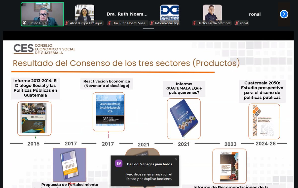 CESGuate's tweet photo. El día de hoy se llevó a cabo la segunda participación institucional del CES Guatemala en la reunión del Subsistema Operativo del Sistema de Investigación de la @noticiasdigi . https://t.co/RSzMtXcZo1