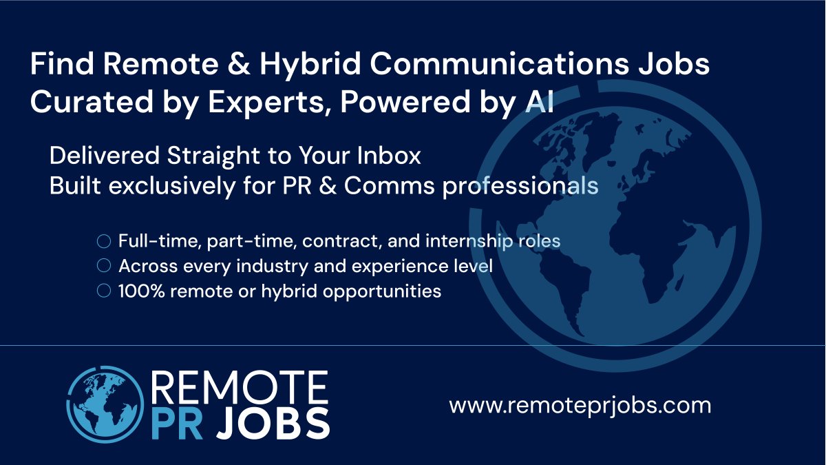 RemotePRJobs's tweet photo. New opportunities available everyday — sign into the RemotePRJobs database to access hundreds: https://t.co/VWIh4DHxSS https://t.co/3rvS4JrdVg