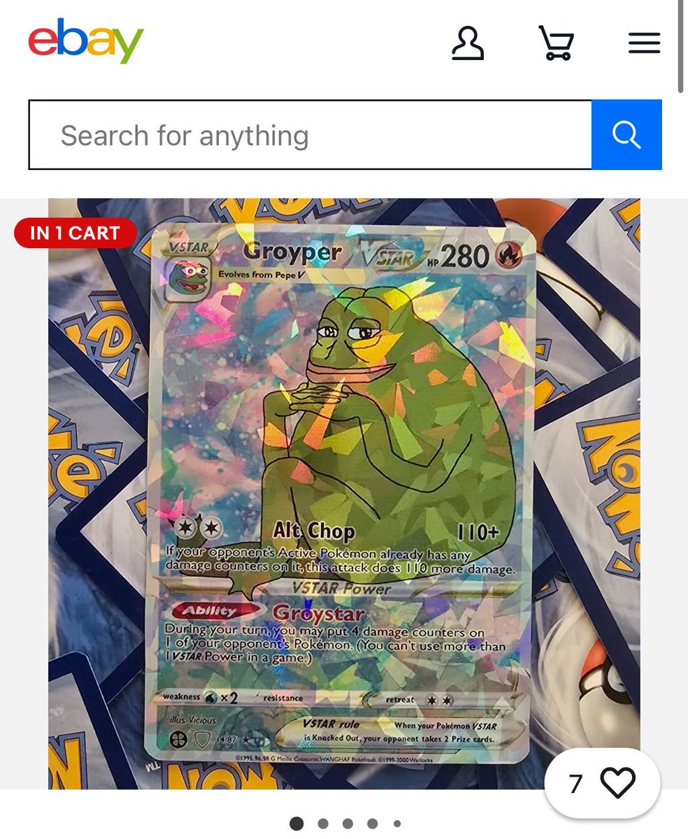 GroyperClip's tweet photo. Somebody is selling fake Groyper Pokémon cards on eBay😭 https://t.co/4EQd1nSRIg