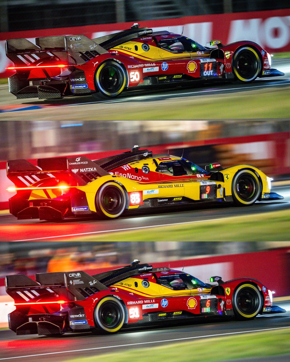 FerrariHypercar's tweet photo. Flashing through the night 💫

#FerrariHypercar #Ferrari499P #WEC #LeMans24 https://t.co/X1vWpJffbH