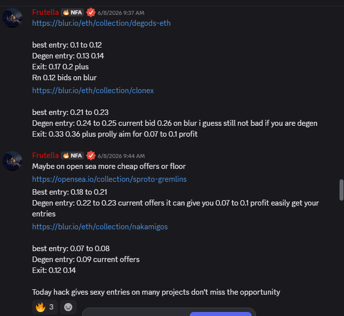 frutella786's tweet photo. People ask what I actually do for holders.@NFTFRIENDSALPHA 

OS: https://t.co/eAaxSXmfBv

I'm active 12+ hours a day in NFA hunting opportunities.

• Securing collabs
• Mint calls
• Mint analysis if worth to mint.
• Full updates during minting 
• Secondary calls
• Early alpha
• Memecoin plays
• WL/application farming
• Whatever puts holders in position to win

Recent wins:
• @sprotogremlins: 0.24 → 0.38
• @normiesART: 0.34 → 0.57
• @DeGodsNFT: 0.12 → 0.177
• @RTFKT CloneX: 0.25 → 0.31
• @blupixapp by @bunya_eth : secured 70 spots for holders + 2 NFTs each, currently a clean 2x and 2ndry entry at 0.009 0.01
• $PRISM: 50k → 3M market cap
and many more which i cant write here.

No magic.
No paid shills.
Just hours of research, networking, and being early.

If you're looking for a community that actually works for its holders, you're in the right place.