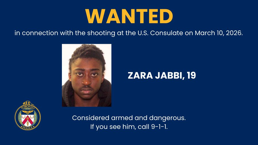 TrendPolCa's tweet photo. Toronto Police have released a photo of Zara Jabbi, 19, wanted as a suspect in the killing of officer Marc Pinizzotto during a raid tied to the March U.S. consulate shooting, police say he is armed and dangerous — Toronto Police Service https://t.co/tlnfYIox9T