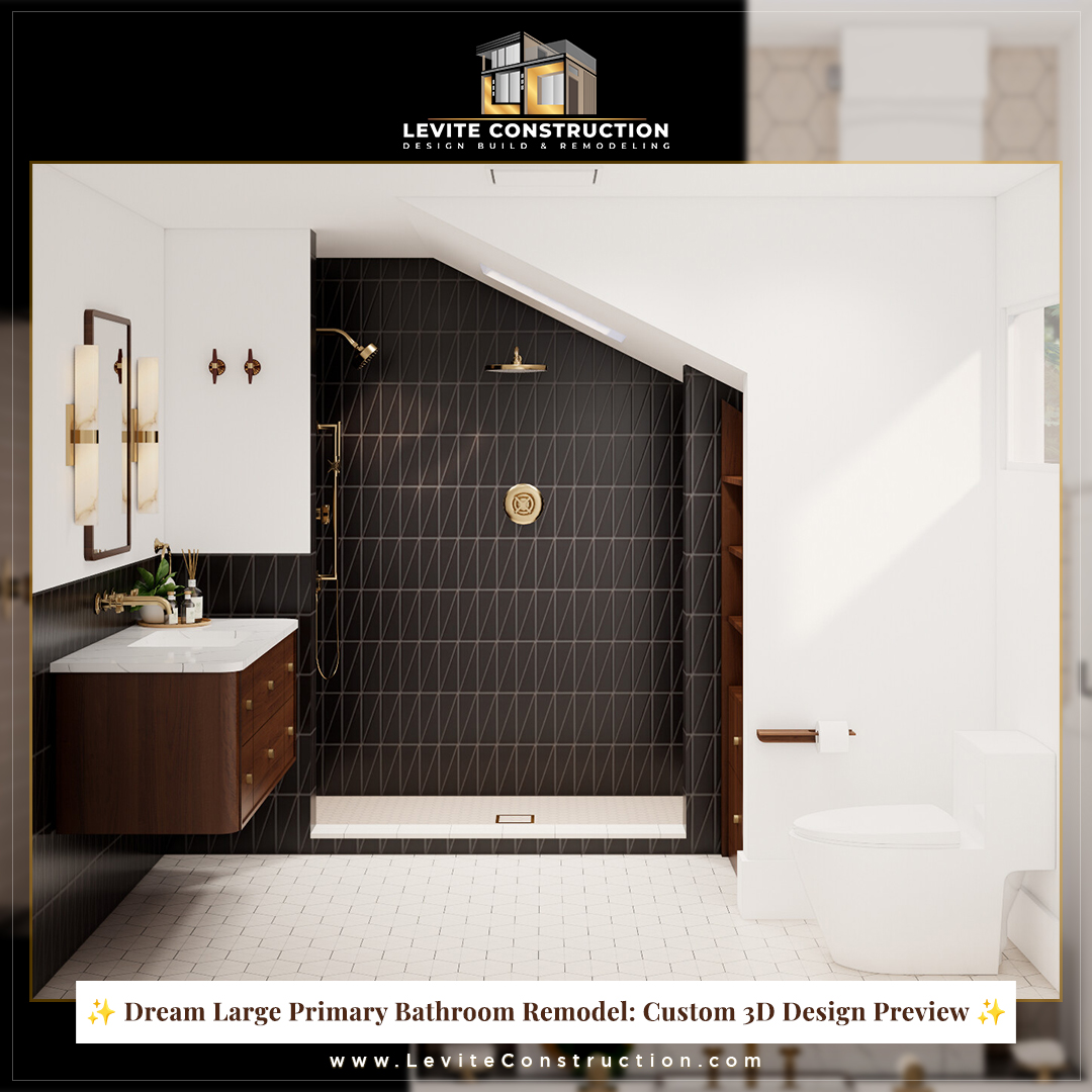 LeviteConstruc1's tweet photo. Thinking about a master bathroom remodel? Before we break ground on this unique, large luxury space, we map out every detail in 3D so our clients can visualize their dream oasis. Hit follow to see the jaw-dropping finished pictures soon! Call 425-998-8958 to get on the schedule! https://t.co/4qh1pJiPJc