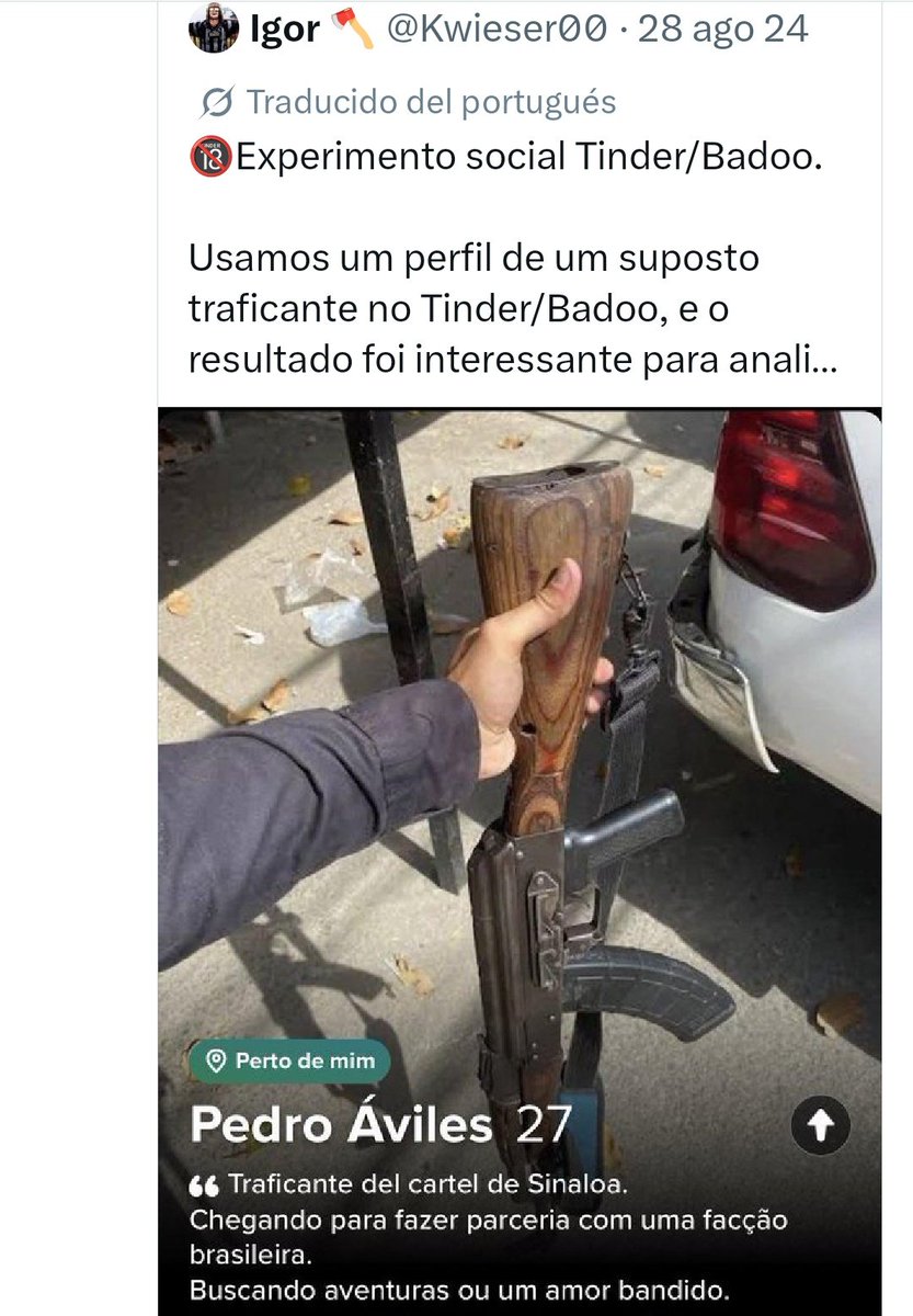 mariomojc's tweet photo. Hace dos años, unos chicos brasileños inventaron perfiles de un supuesto narco mexicano en apps de citas y recibieron muchas solicitudes de mujeres, fotos de otras totalmente desnudas y hasta les enviaban su número de teléfono para que les escribieran por Whatsapp. https://t.co/RKuHvTF9Ke