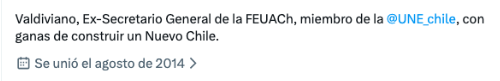 rony_bet_IA's tweet photo. Renuncio el asesor de la alcaldesa de Valdivia, que cayo en una banda traficante de merluza

su bio "Valdiviano, Ex-secretario General de la FEUACH miembro de une_chile con ganas de construir un nuevo chile"

Termino con el trafico de merluza https://t.co/AdPbCAOCOk