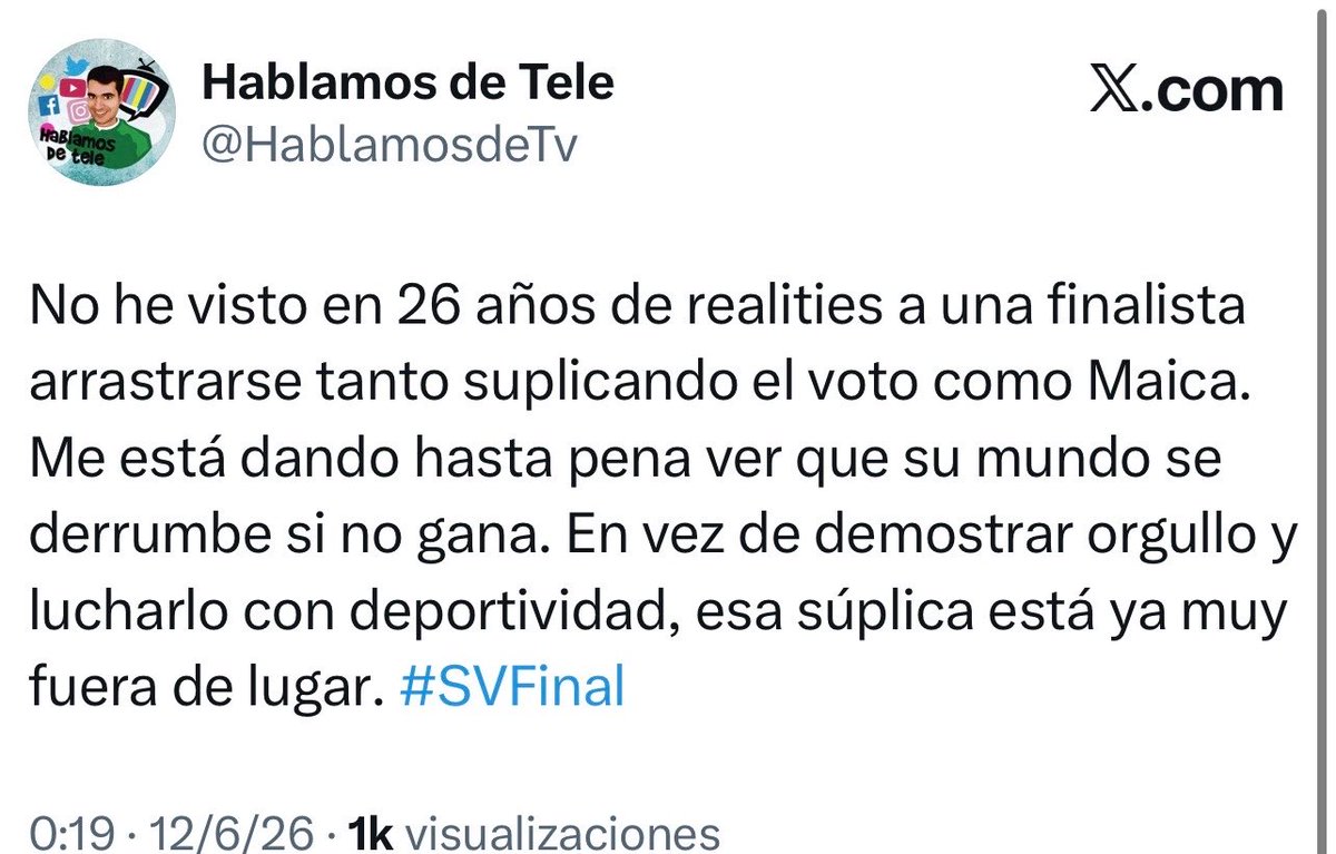 MKLexd's tweet photo. Más te arrastras tú con Dulceida @HablamosdeTv hijo de pu

#SvFinal https://t.co/IR76u9FHqH