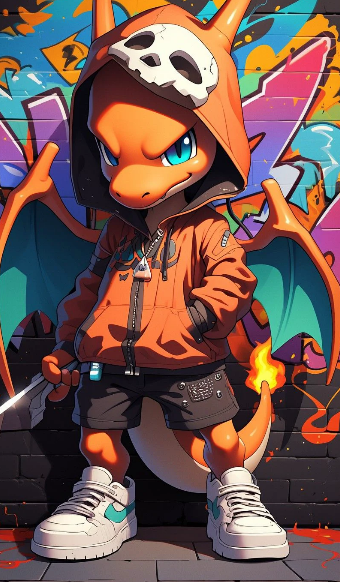 Jare_Crypt's tweet photo. look at my guy charizard's drip, he is rucking the stylized streetwear and sneakers

aint no one like charzard https://t.co/5gbjRiZv8K