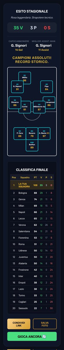 raden_jon's tweet photo. Ho appena costruito la mia squadra leggendaria su 38-0 SERIE A ottenendo 35 vittorie! Riuscirai a fare di meglio? https://t.co/J5x5lo6MaN https://t.co/i898RXZB0C