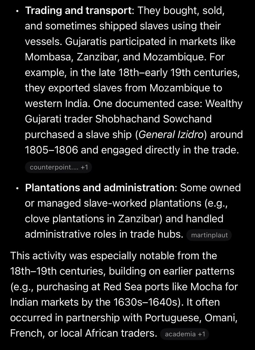 MyUnveiledTruth's tweet photo. Gujarati Indians were involved in the East African slave trade, by the way. The Omani partnered with Gujarati merchants for financing, shipping, and administration of the Indian Ocean slave trade and slaves. Some of those slaves even ended up inside India. Don’t let them spread the false notion that they’ve never been involved in slavery.