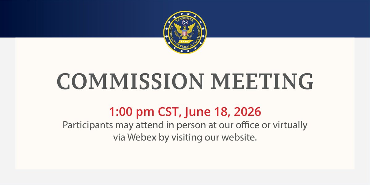 TABC_TN's tweet photo. The TABC will meet on June 18 at 1 pm CST. Our website has more info on how to attend in person or remotely. https://t.co/RAzcJKOMRO https://t.co/cwjRGK1luZ