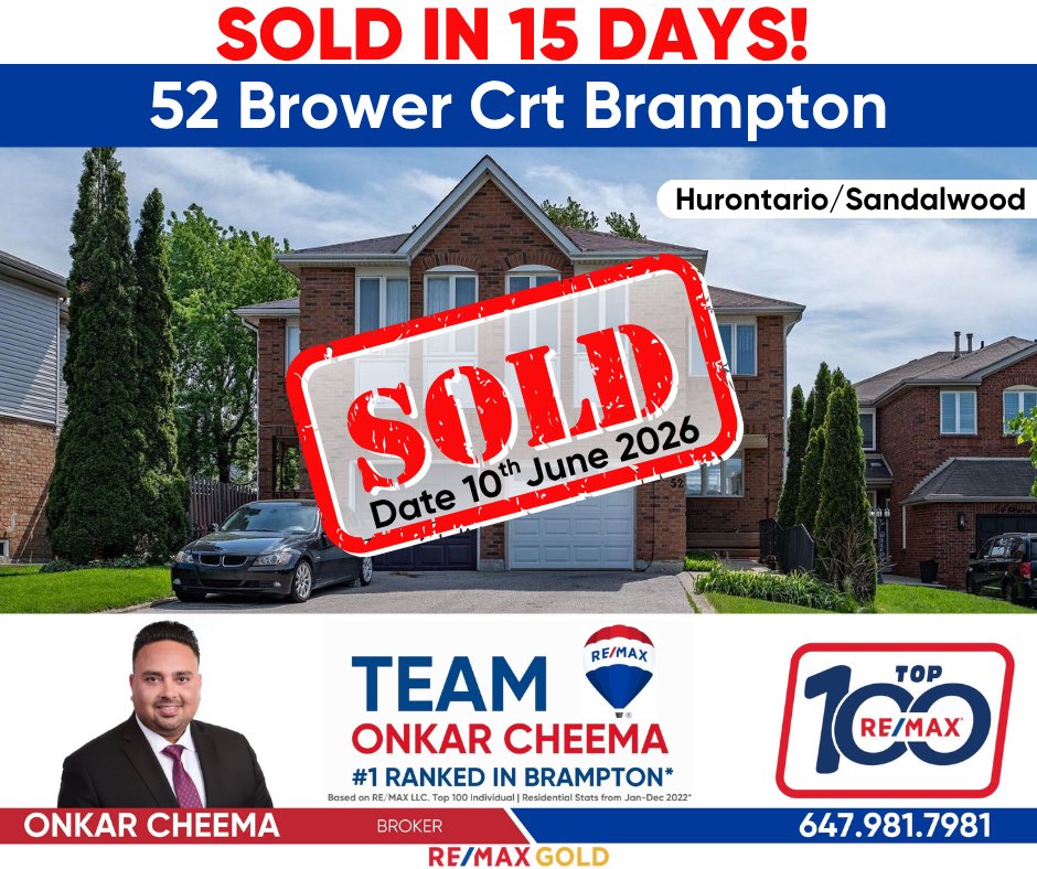 onkarscheema's tweet photo. 📣 Just SOLD in 15 Days in Brampton!
🥇 Team ONKAR CHEEMA
☎ 647-981-7981
🏣 RE/MAX Gold Realty Inc.
🌐 https://t.co/eeZaKxngVZ

#teamonkarcheema #onkarcheema #houseforsale #1realtorinl6r #1realtorinbrampton 5starsreviewrealtor bestrealtor freehomevaluation l6rcallonkar https://t.co/lSNxbZMizA