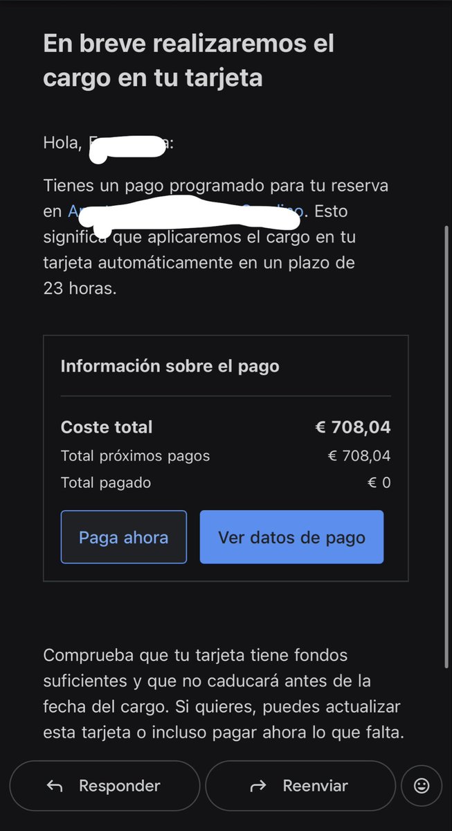 HopeArmyLove's tweet photo. @bookingcom vais a pagar vosotros los 700€ o cómo va la cosa? Porque yo no pude cancelar la reseva, no sabía que la tenía porque según vosotros se cancelaba todo y me tuve que buscar la vida para reservar en otro lado y ahora me sale esto? Pero que mierda os pasa https://t.co/igwZfRZKI8