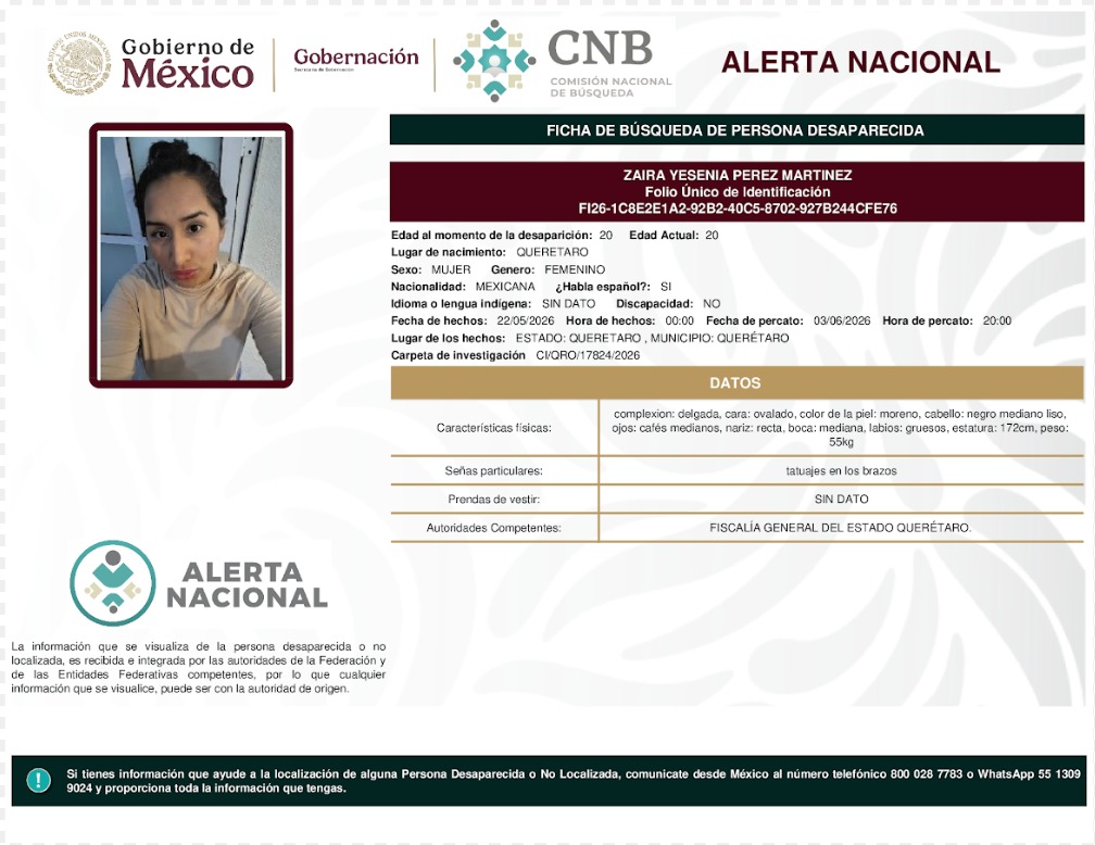 CLBPQro's tweet photo. Activación de la Alerta Nacional de Búsqueda, Localización e Identificación de Personas Desaparecidas. 
Si cuentas con información que contribuya a la localización de las personas cuyas Fichas se anexan, comuicate al 442 394 4781 o o vía WhatsApp al 55 1309 9024. https://t.co/hFmqkukHbm
