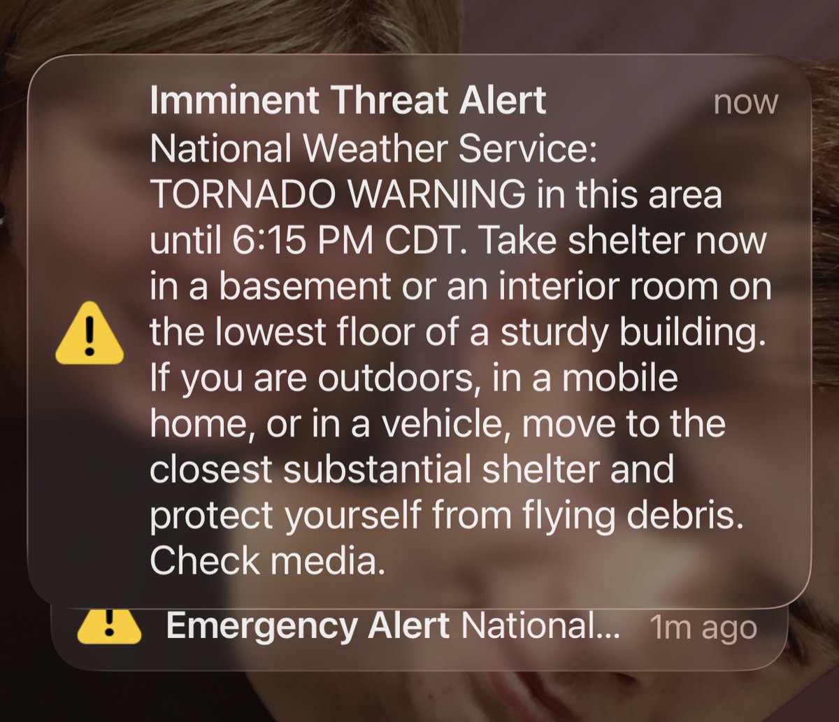 LUFC1992_v2's tweet photo. Ok so we stopped at Wally’s in Pontiac and this came up on my phone. Then the sirens started going off in town and we’ve all been taken to the store room at the back… 😬 https://t.co/XiKMrcN2bJ