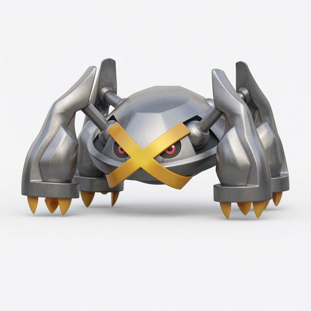 BattyInTheSun's tweet photo. // So, I asked Grok to create a realistic shiny Metagross and got this https://t.co/ekPuwGdgCM